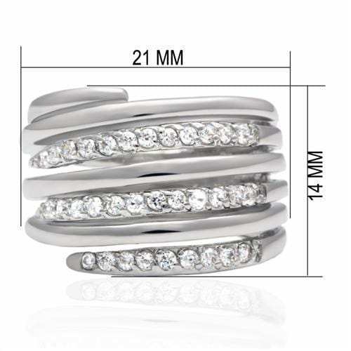 LO2075 - Rhodium Brass Ring with AAA Grade CZ in Clear - Alamode - Flyclothing LLC