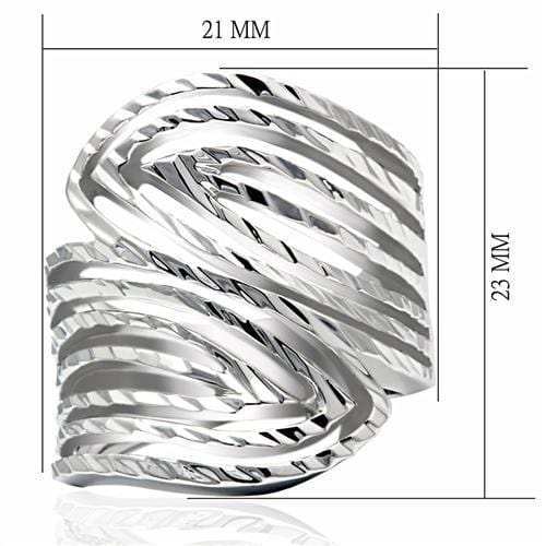 LO2076 - Rhodium Brass Ring with No Stone - Alamode - Flyclothing LLC