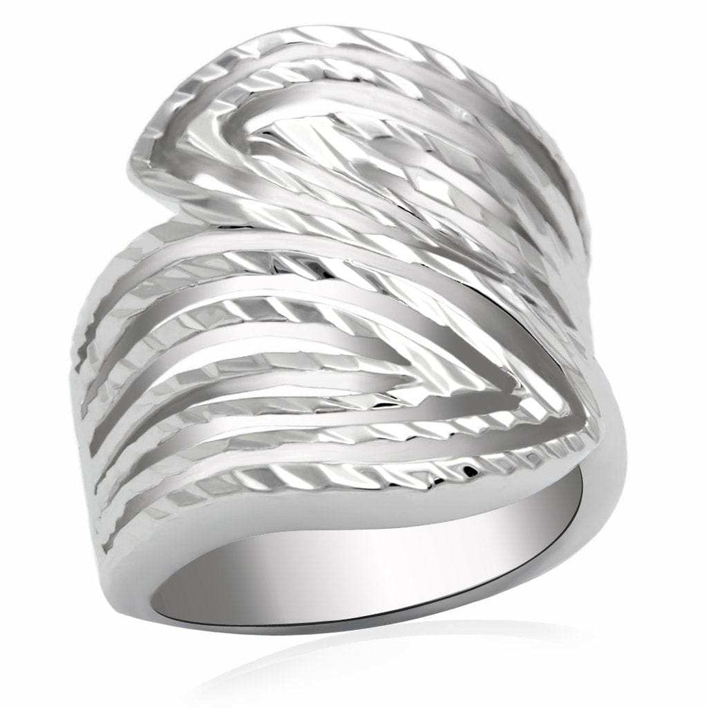 LO2076 - Rhodium Brass Ring with No Stone - Alamode - Flyclothing LLC