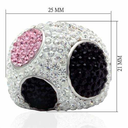 LO2081 - Rhodium + Ruthenium Brass Ring with Top Grade Crystal in Multi Color - Alamode - Flyclothing LLC