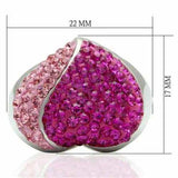 LO2082 - Rhodium Brass Ring with Top Grade Crystal in Multi Color - Alamode - Flyclothing LLC