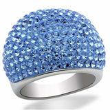 LO2083 - Rhodium Brass Ring with Top Grade Crystal in Light Sapphire - Alamode - Flyclothing LLC