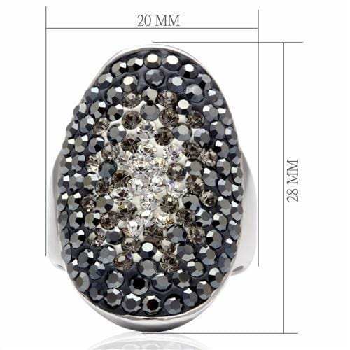 LO2084 - Rhodium Brass Ring with Top Grade Crystal in Multi Color - Alamode - Flyclothing LLC