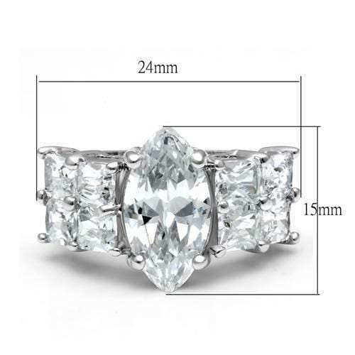 LO2091 - Rhodium Brass Ring with AAA Grade CZ in Clear - Alamode - Flyclothing LLC