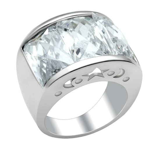 LO2092 - Rhodium Brass Ring with AAA Grade CZ in Clear - Alamode - Flyclothing LLC