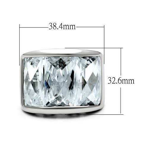 LO2092 - Rhodium Brass Ring with AAA Grade CZ in Clear - Alamode - Flyclothing LLC