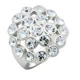 LO2096 - Rhodium Brass Ring with Top Grade Crystal in Clear - Alamode - Flyclothing LLC