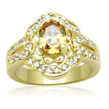 LO2100 - Gold Brass Ring with AAA Grade CZ in Champagne - Alamode - Flyclothing LLC
