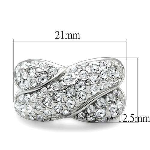 LO2101 - Rhodium Brass Ring with Top Grade Crystal in Clear - Alamode - Flyclothing LLC