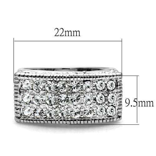 LO2103 - Rhodium Brass Ring with Top Grade Crystal in Clear - Alamode - Flyclothing LLC