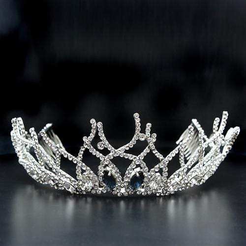 LO2106 - Imitation Rhodium Brass Tiaras & Hair Clip with Top Grade Crystal in Montana - Alamode - Flyclothing LLC