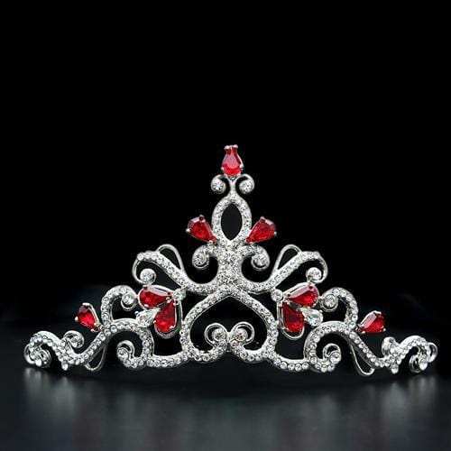 LO2109 - Imitation Rhodium Brass Tiaras & Hair Clip with Top Grade Crystal in Ruby - Alamode - Flyclothing LLC