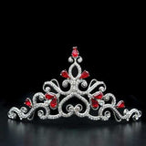LO2109 - Imitation Rhodium Brass Tiaras & Hair Clip with Top Grade Crystal in Ruby - Alamode - Flyclothing LLC
