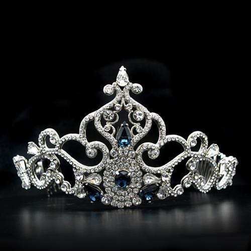 LO2110 - Imitation Rhodium Brass Tiaras & Hair Clip with Top Grade Crystal in Montana - Alamode - Flyclothing LLC