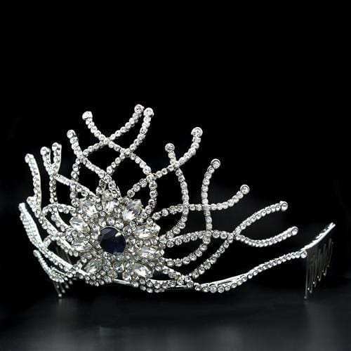 LO2111 - Imitation Rhodium Brass Tiaras & Hair Clip with Top Grade Crystal in Montana - Alamode - Flyclothing LLC