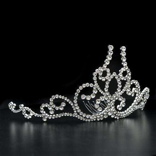 LO2112 - Imitation Rhodium Brass Tiaras & Hair Clip with Top Grade Crystal in Clear - Alamode - Flyclothing LLC