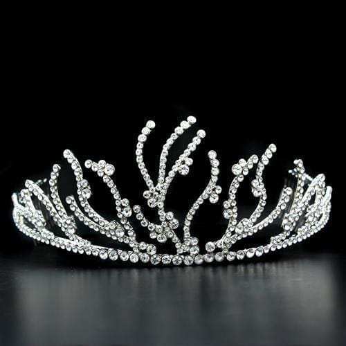 LO2117 - Imitation Rhodium Brass Tiaras & Hair Clip with Top Grade Crystal in Clear - Alamode - Flyclothing LLC