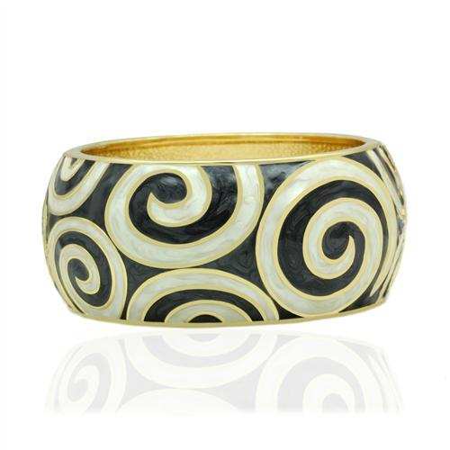 LO2126 - Flash Gold White Metal Bangle with Epoxy in No Stone - Alamode - Flyclothing LLC