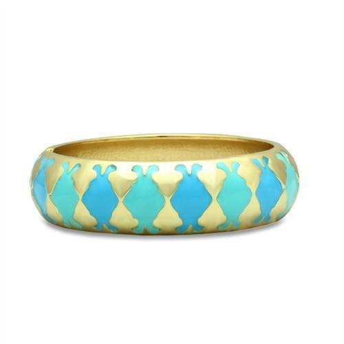 LO2127 - Flash Gold White Metal Bangle with Epoxy in No Stone - Alamode - Flyclothing LLC