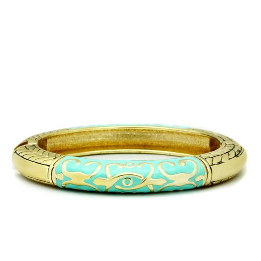 LO2128 - Flash Gold White Metal Bangle with Epoxy in No Stone - Alamode - Flyclothing LLC