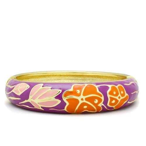 LO2133 - Flash Gold White Metal Bangle with Epoxy in No Stone - Alamode - Flyclothing LLC