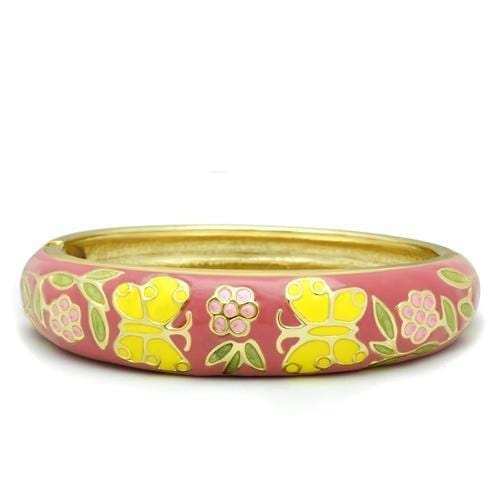 LO2134 - Flash Gold White Metal Bangle with Epoxy in No Stone - Alamode - Flyclothing LLC