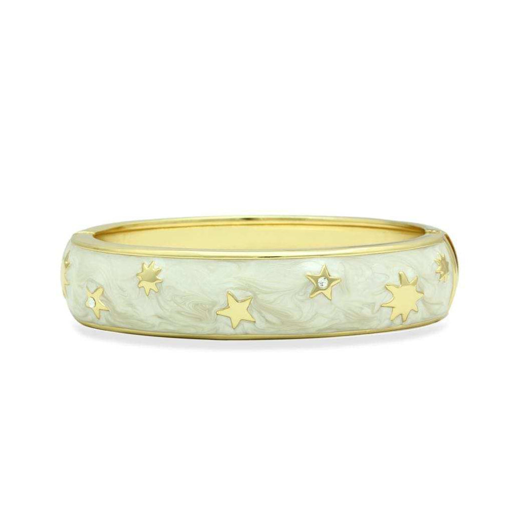 LO2146 - Flash Gold White Metal Bangle with Top Grade Crystal in Clear - Alamode - Flyclothing LLC
