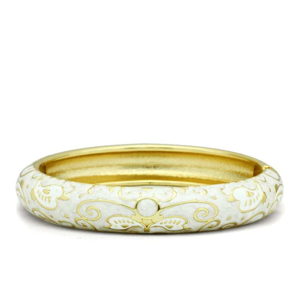 LO2147 - Flash Gold White Metal Bangle with Epoxy in No Stone - Alamode - Flyclothing LLC
