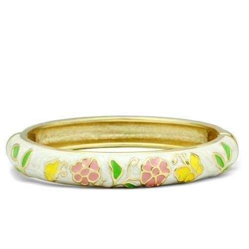 LO2149 - Flash Gold White Metal Bangle with Epoxy in No Stone - Alamode - Flyclothing LLC