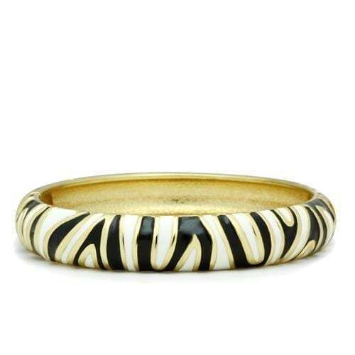 LO2152 - Flash Gold White Metal Bangle with Epoxy in No Stone - Alamode - Flyclothing LLC