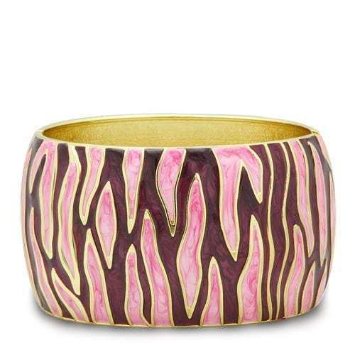 LO2154 - Flash Gold White Metal Bangle with Epoxy in No Stone - Alamode - Flyclothing LLC