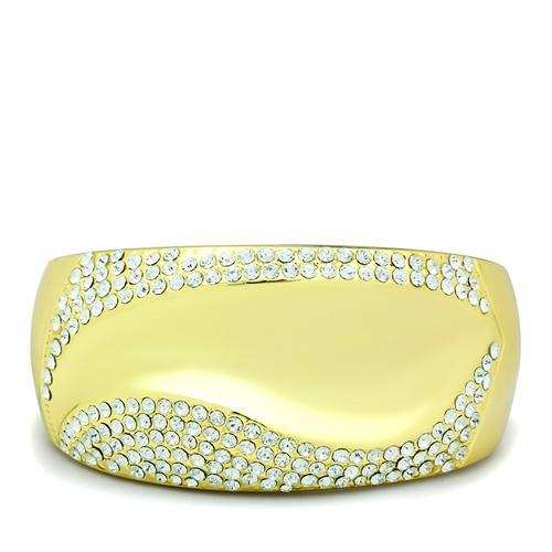 LO2155 - Flash Gold White Metal Bangle with Top Grade Crystal in Clear - Alamode - Flyclothing LLC