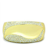 LO2155 - Flash Gold White Metal Bangle with Top Grade Crystal in Clear - Alamode - Flyclothing LLC