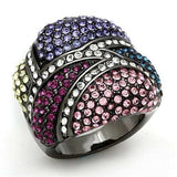 LO2174 - TIN Cobalt Black Brass Ring with Top Grade Crystal in Multi Color - Alamode - Flyclothing LLC