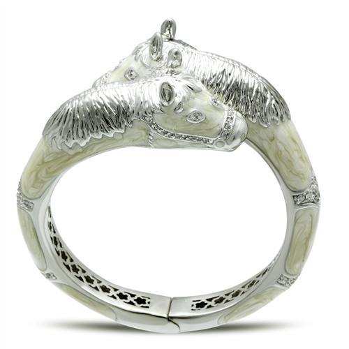 LO2266 - Rhodium Brass Bangle with AAA Grade CZ in Clear - Alamode - Flyclothing LLC