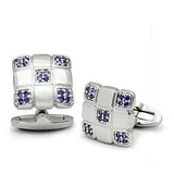 LO2296 - Rhodium Brass Cufflink with AAA Grade CZ in Amethyst - Alamode - Flyclothing LLC