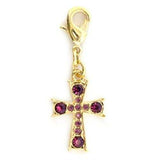 LO231 - Gold Brass Pendant with Top Grade Crystal in Amethyst - Alamode - Flyclothing LLC