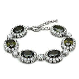 LO2358 - Rhodium Brass Bracelet with AAA Grade CZ in Olivine color - Alamode - Flyclothing LLC