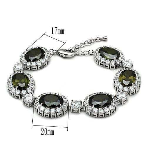 LO2358 - Rhodium Brass Bracelet with AAA Grade CZ in Olivine color - Alamode - Flyclothing LLC