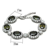 LO2358 - Rhodium Brass Bracelet with AAA Grade CZ in Olivine color - Alamode - Flyclothing LLC