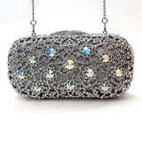 LO2364 - Imitation Rhodium White Metal Clutch with Top Grade Crystal in White - Alamode - Flyclothing LLC