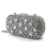 LO2364 - Imitation Rhodium White Metal Clutch with Top Grade Crystal in White - Alamode - Flyclothing LLC