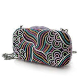 LO2365 - Imitation Rhodium White Metal Clutch with Top Grade Crystal in Multi Color - Alamode - Flyclothing LLC
