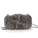 LO2365 - Imitation Rhodium White Metal Clutch with Top Grade Crystal in Multi Color - Alamode - Flyclothing LLC