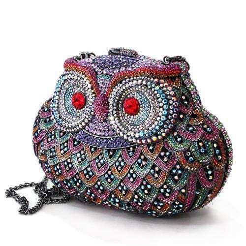 LO2368 - Ruthenium White Metal Clutch with Top Grade Crystal in Multi Color - Alamode - Flyclothing LLC