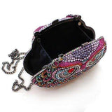 LO2368 - Ruthenium White Metal Clutch with Top Grade Crystal in Multi Color - Alamode - Flyclothing LLC