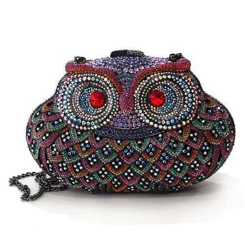 LO2368 - Ruthenium White Metal Clutch with Top Grade Crystal in Multi Color - Alamode - Flyclothing LLC