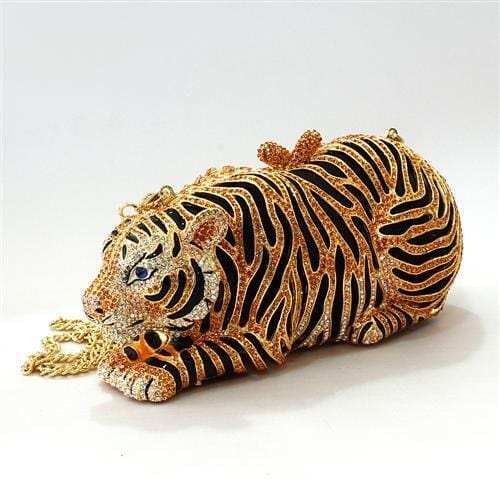 LO2371 - Gold White Metal Clutch with Top Grade Crystal in Multi Color - Alamode - Flyclothing LLC