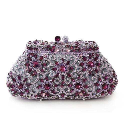 LO2376 - Imitation Rhodium White Metal Clutch with Top Grade Crystal in Multi Color - Alamode - Flyclothing LLC