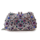 LO2379 - Imitation Rhodium White Metal Clutch with Top Grade Crystal in Multi Color - Alamode - Flyclothing LLC